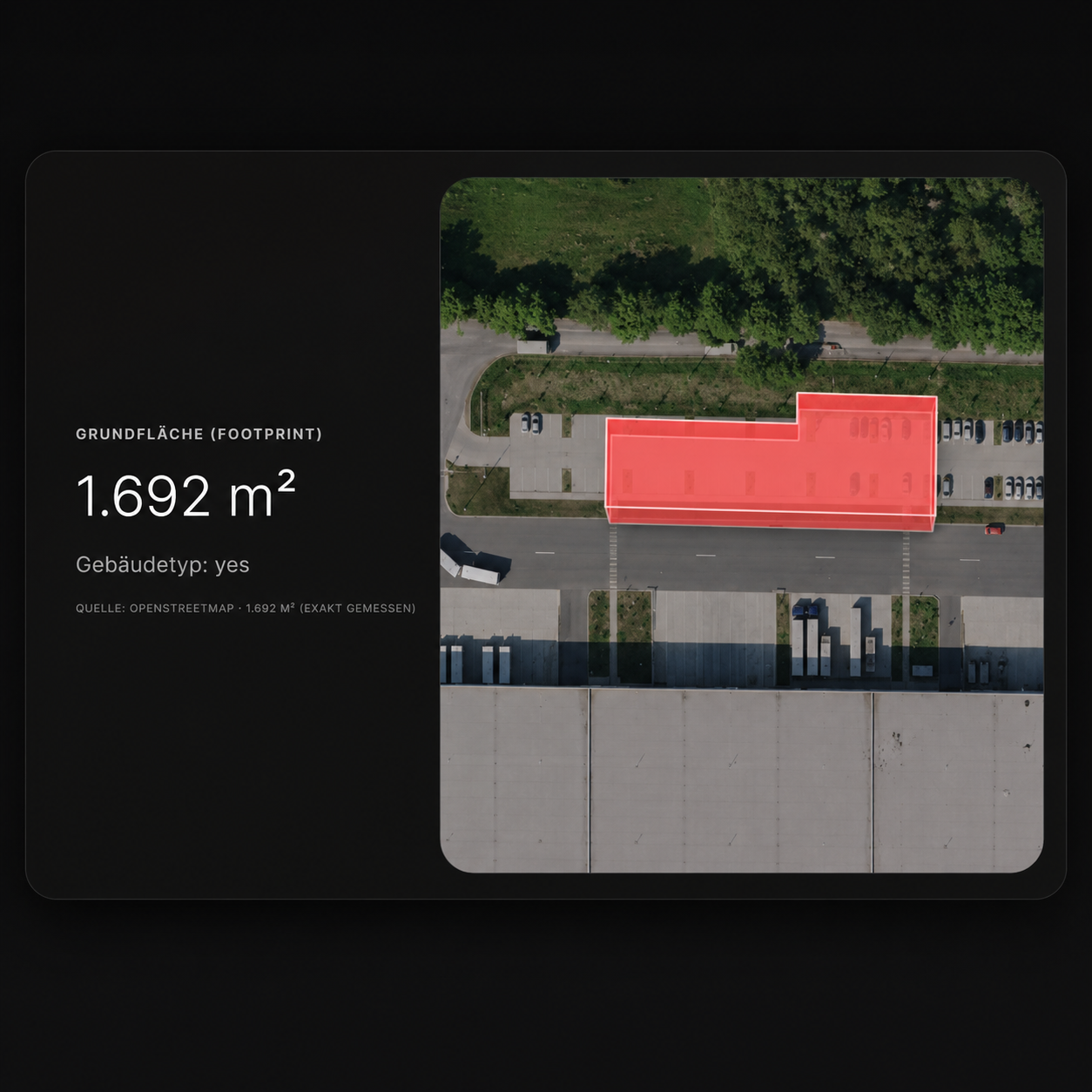 rekon — extracted building footprint with gross floor area